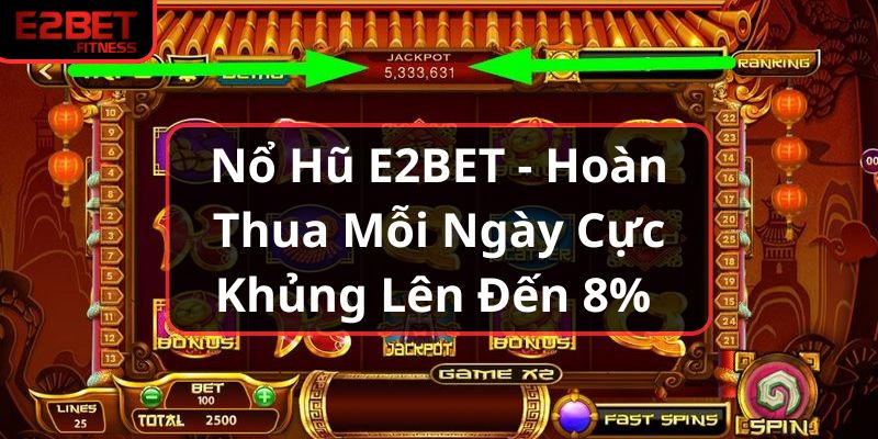 Nổ Hũ E2BET - Hoàn Thua Mỗi Ngày Cực Khủng Lên Đến 8% 